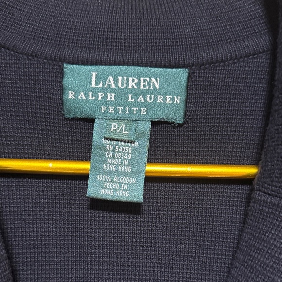 VTG Lauren Ralph Lauren Womens LP Knit Sweater Blazer Jacket Crest Black Silver - Picture 3 of 5